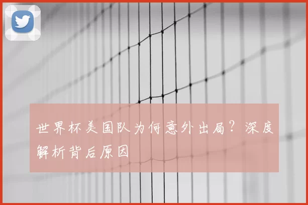 世界杯美国队为何意外出局?深度解析背后原因